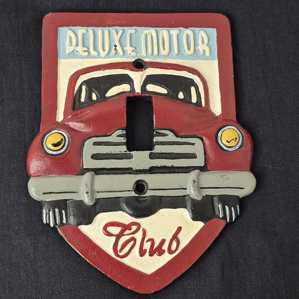 Deluxe Motor Club Cast Iron Light Switch Plate Cover 5.5"